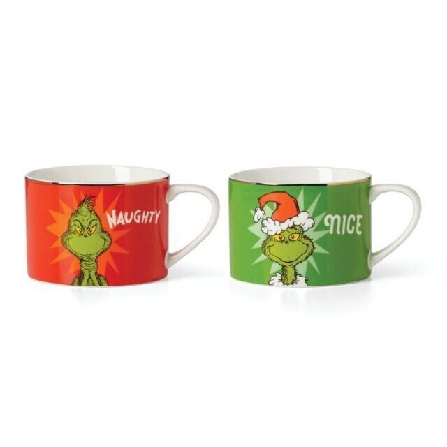 Lenox Grinch Naughty and Nice Mugs Pair Who Stole Grinchmas Christmas  Gift NEW2