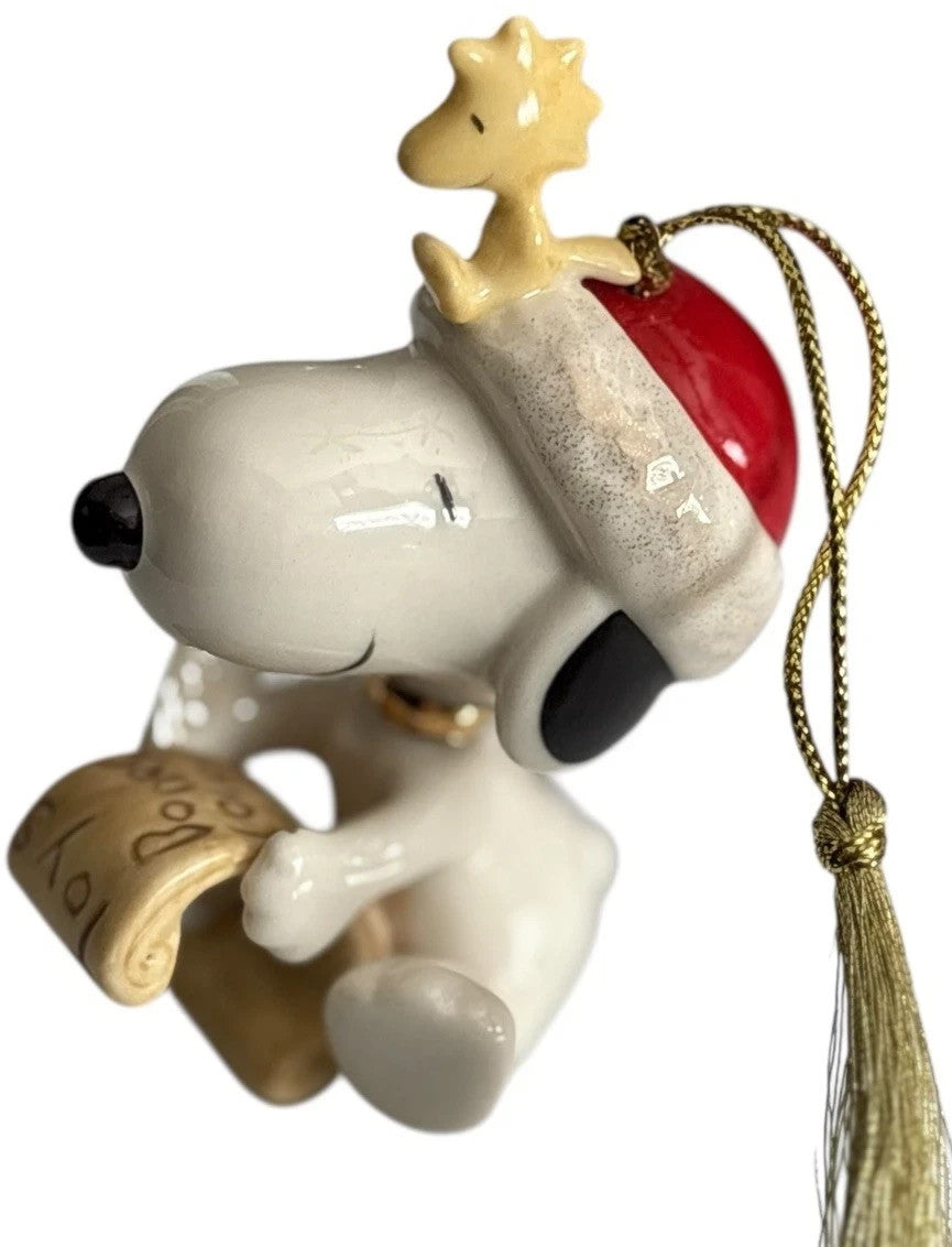 Lenox Peanuts Snoopy's List For Santa Figurine Ornament Woodstock Christmas NEW10