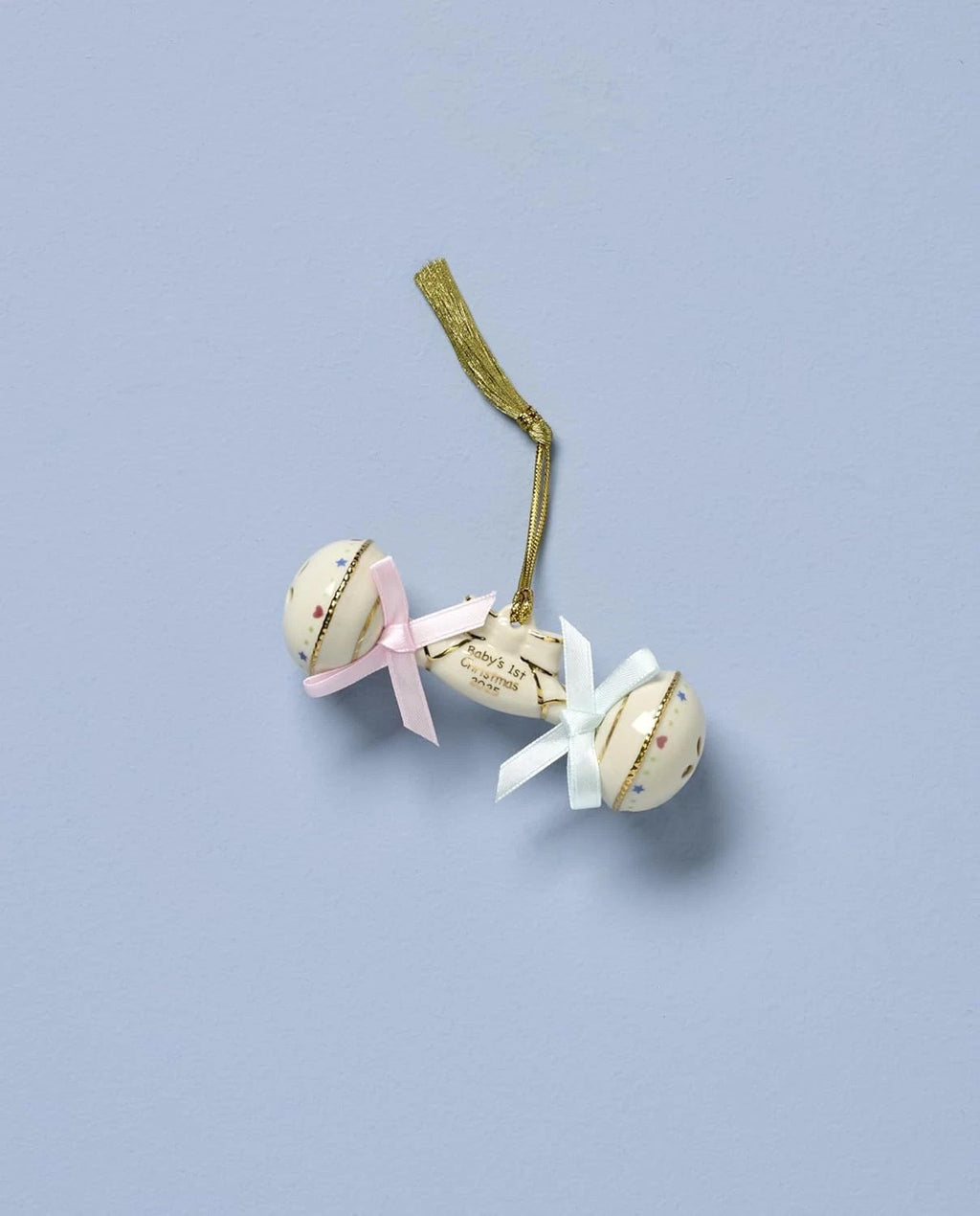 Lenox 2025 Baby's First Christmas Rattle Ornament 1st Ivory Gold Ribbon Gift NEW1