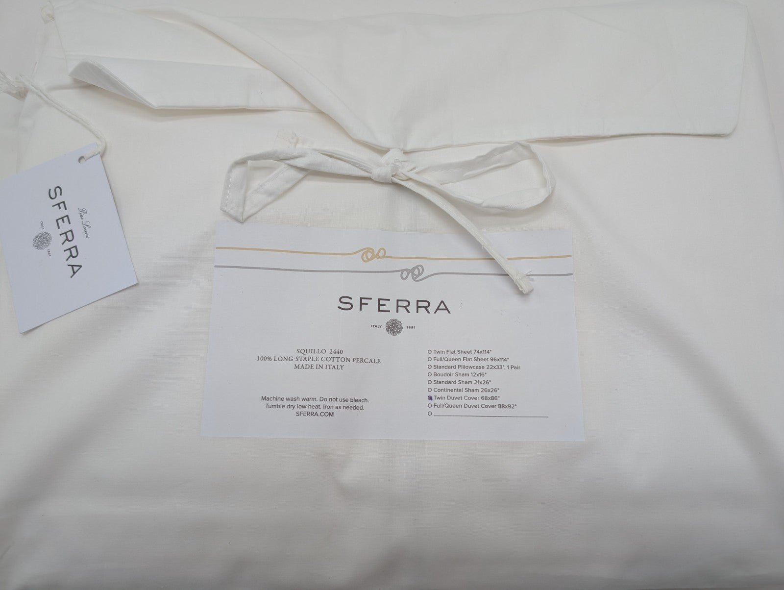 Sferra Squillo White Twin Duvet Platinum Satin Stitch Embroidery Youth Italy NEW9