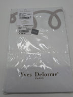 Yves Delorme Italics White Euro Shams Pair Embroidery Egyptian Cotton Sateen NEW7