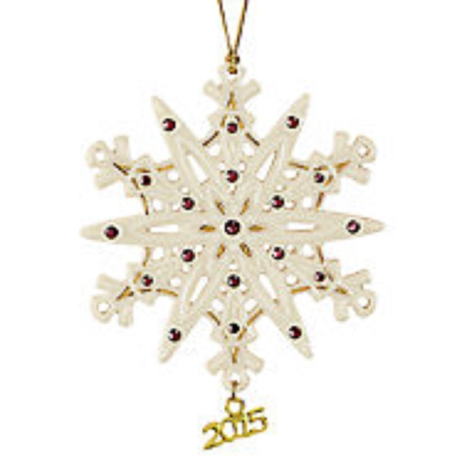 Lenox 2015 Gemmed Snowflake Ornament Annual Amethyst Crystals Christmas Gift NEW1