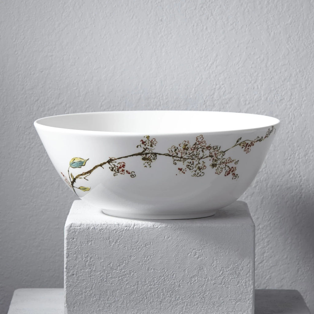 Lenox Chirp White Large Serving Bowl Round Floral Blossoming Branch 9.5" USA NEW5