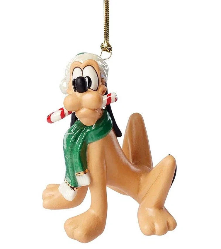 Lenox Disney Pluto Figurine Ornament Mickey's Dog Candy Cane Treat Christmas NEW8