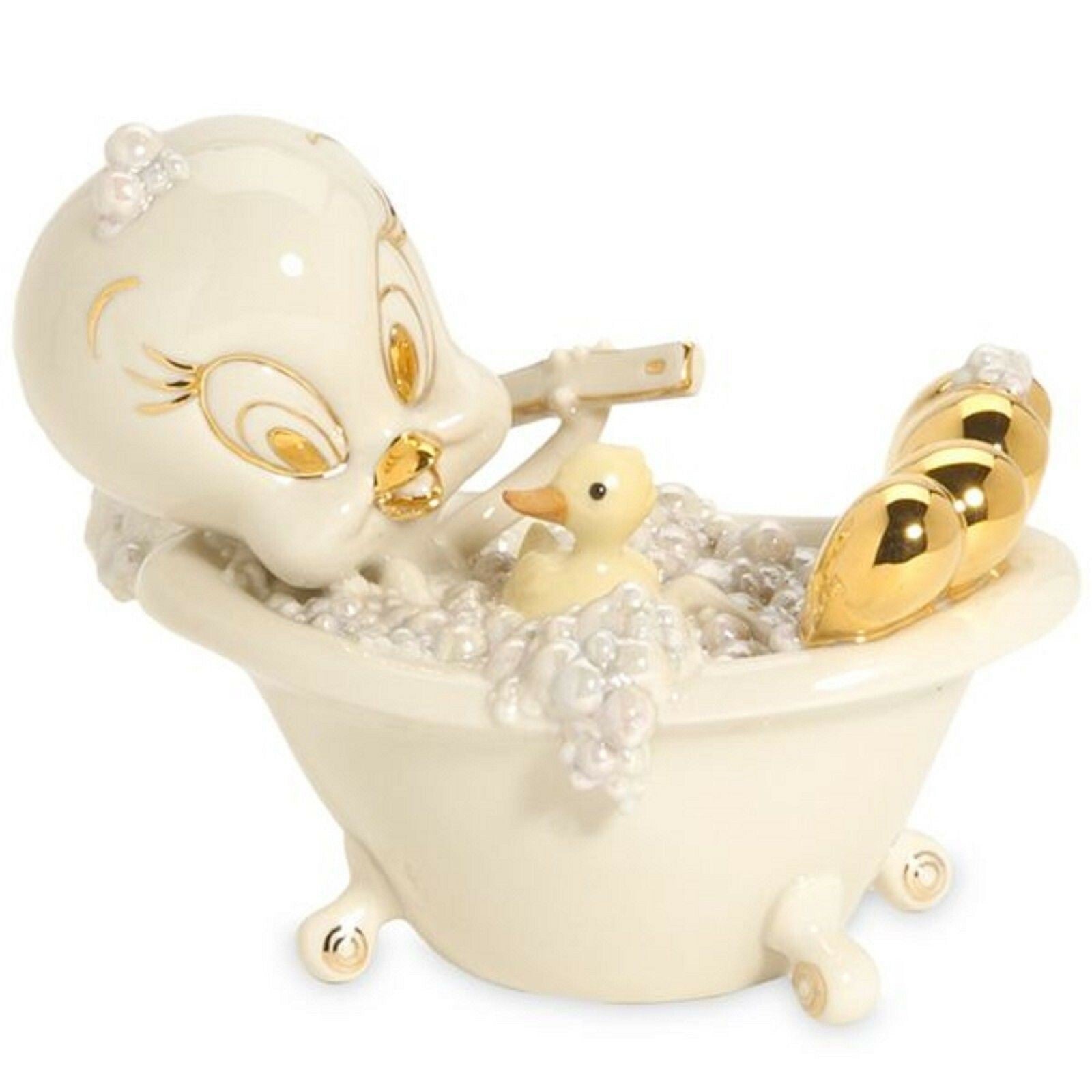 Lenox Tweety Bathtub Figurine  Duck Cake Topper Baby Shower Scrub-A-Dub Gift NEW0