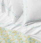Sferra Geometrico Queen Quilt Aqua Yellow Diamond Cotton Percale Print Italy NEW4