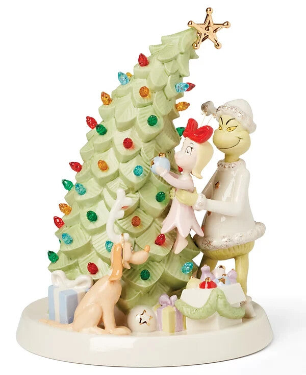 Lenox Grinch Trimming The Tree Lighted LED Figurine Grinchmas Cindy Lou Max NEW0