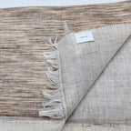 Sferra Pebble Throw Blanket Fringe Linen Woven Linear Design Oversized Italy NEW3