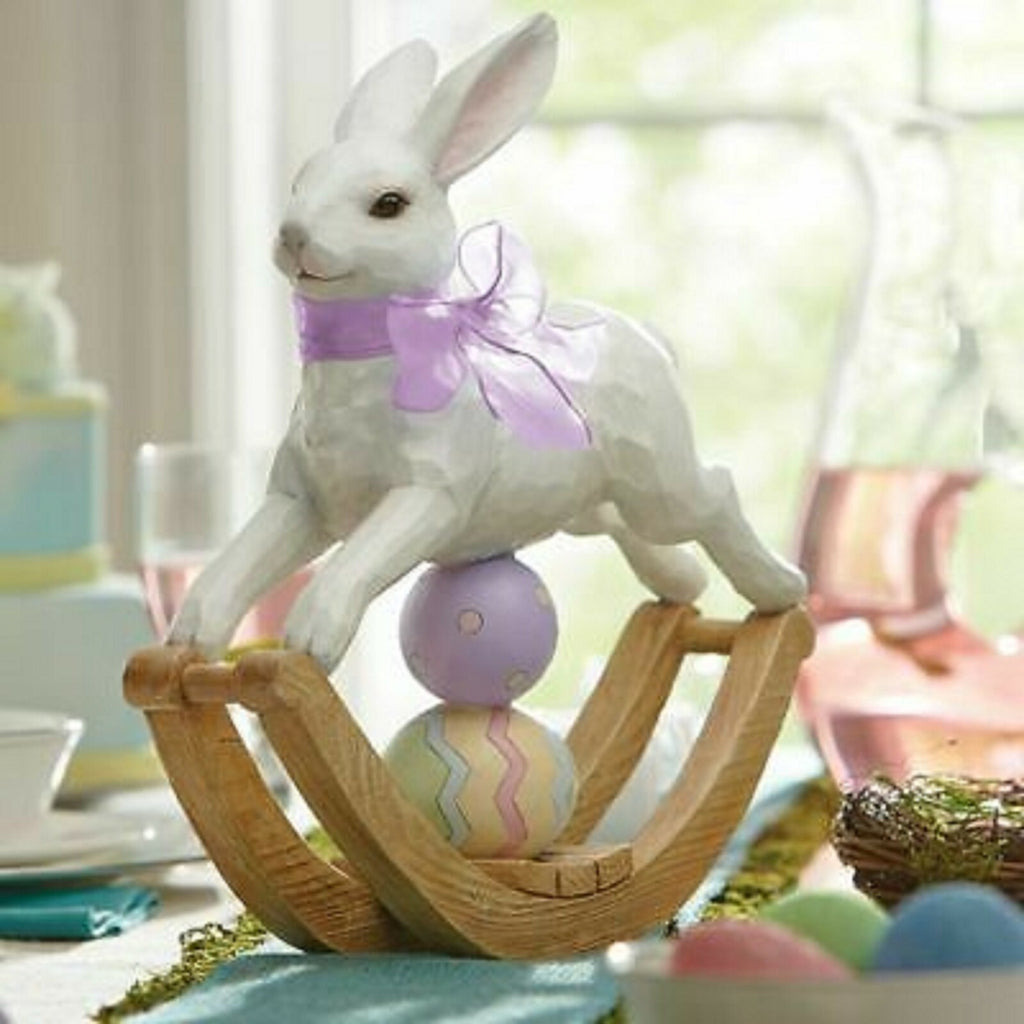 Lenox Easter Bunny Centerpiece Rocking Horse Figurine Ribbon Eggs 12 1/2" NEW0