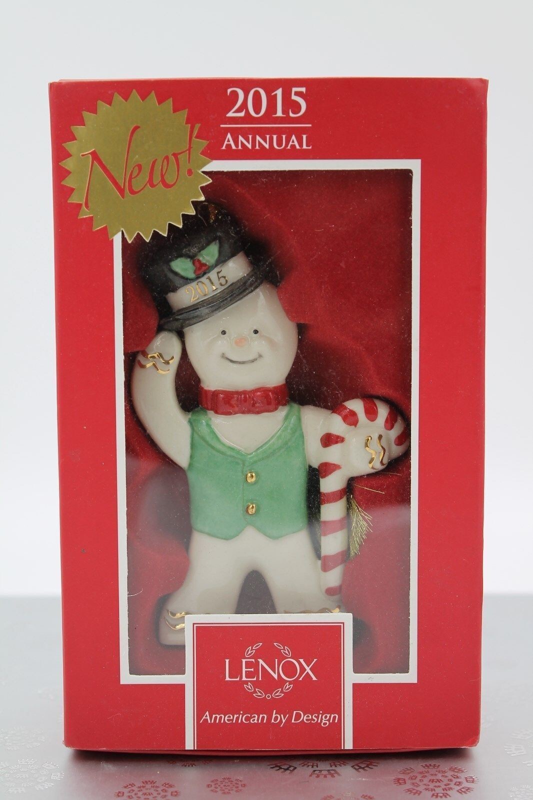 Lenox 2015 Gingerbread Man Ornament Annual Ginger Gent Candy Cane Christmas NEW1