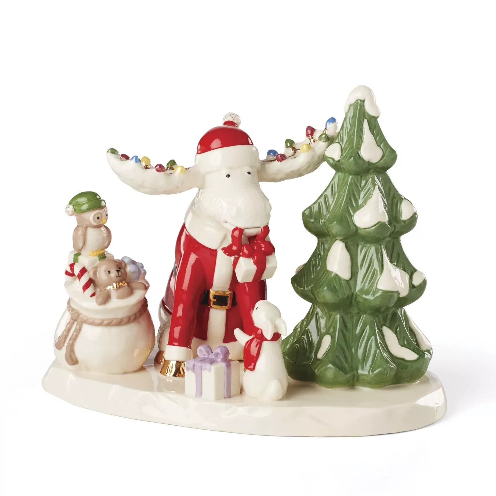 Lenox  Marcel The Moose Christmas Party Figurine Bag Of Toys Rabbit Owl Tree NEW0