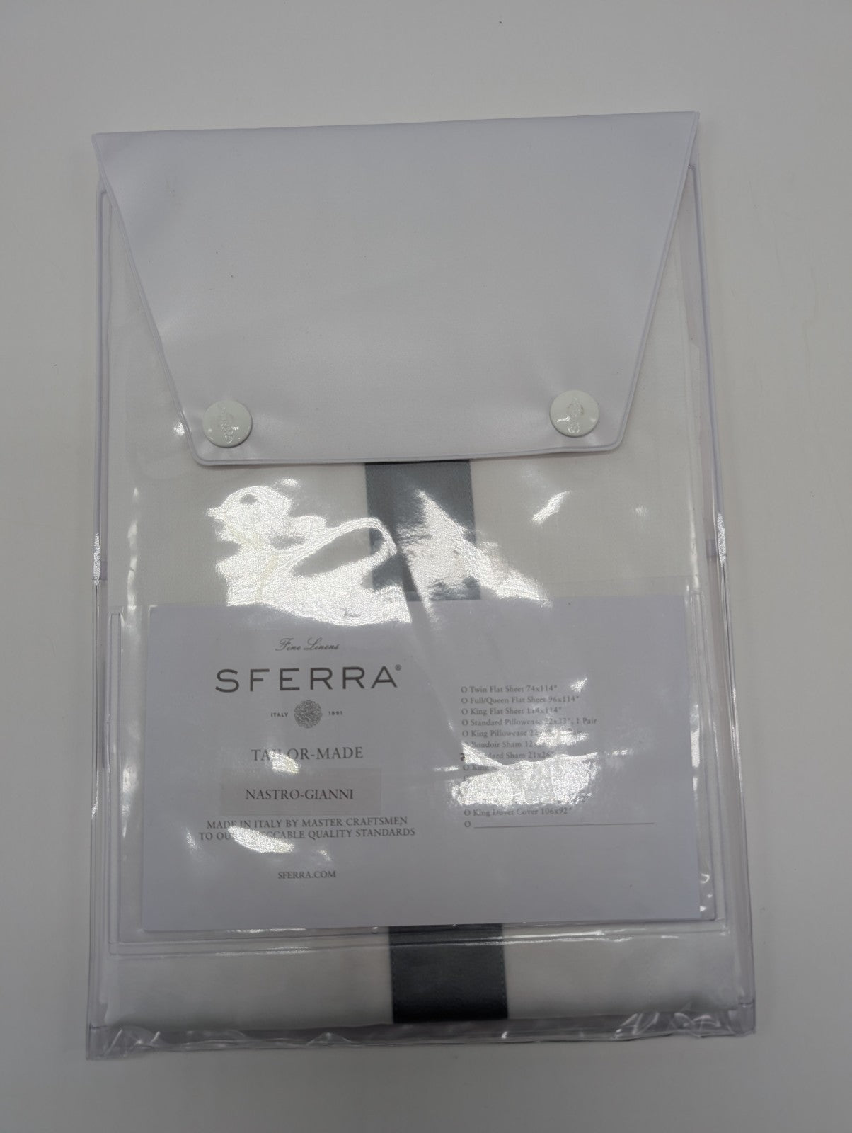 Sferra  Celeste Nastro Giannni Standard White Pillow Sham Flint Broad Stripe NEW8