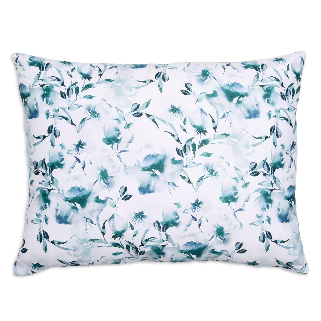 Sferra Duchesse Cadet Blue Standard Sham Floral Print Reverses Sateen Italy NEW2