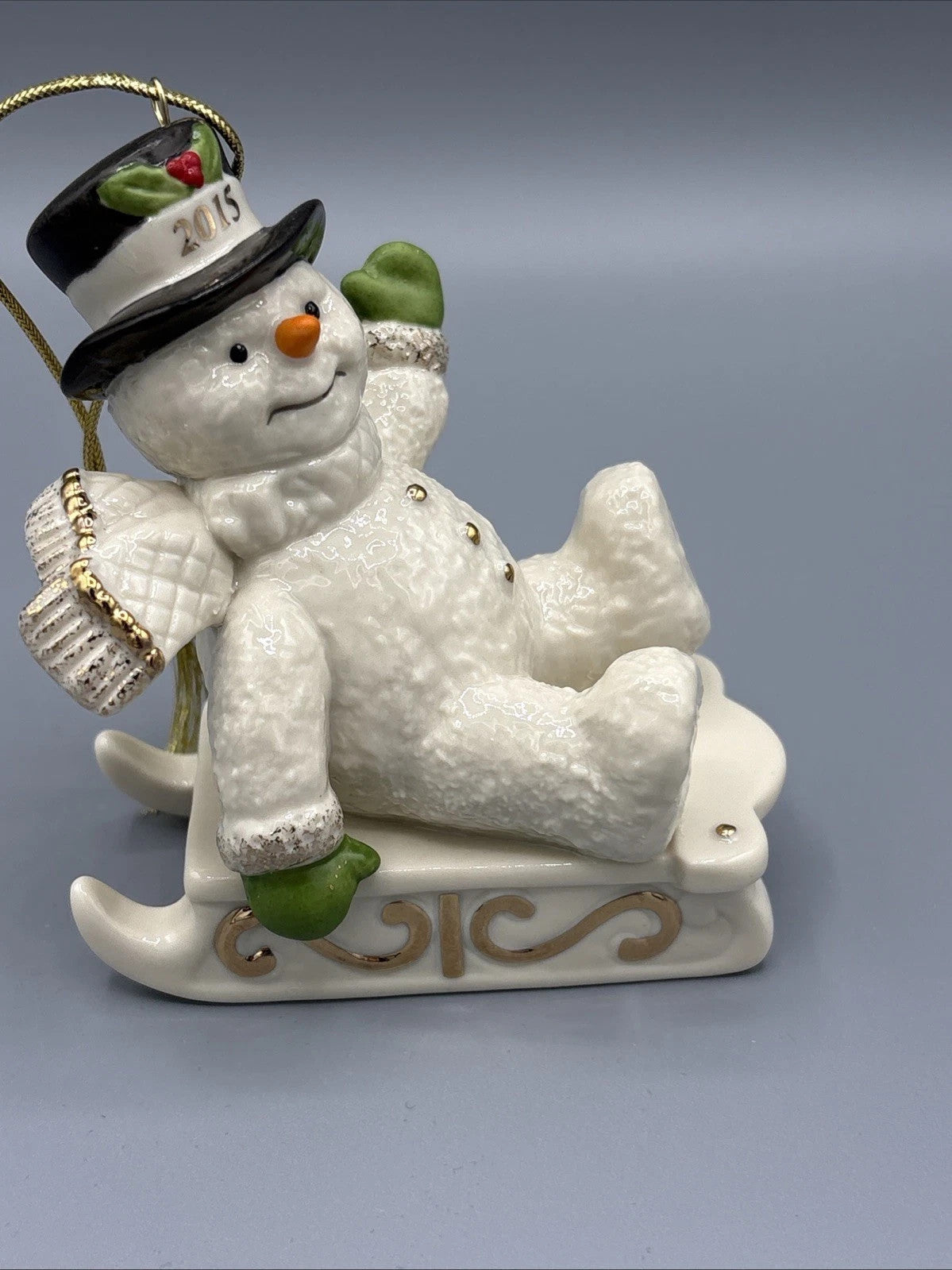 Lenox 2015 Snowman Figurine Ornament Annual Snowy Sleigh Ride Sled Christmas NEW3