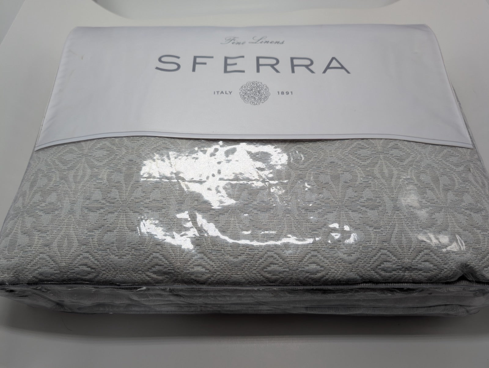 Sferra Veroli Ice Queen Coverlet Sham Set 4PC Textured Tile Cotton Italy NEW11