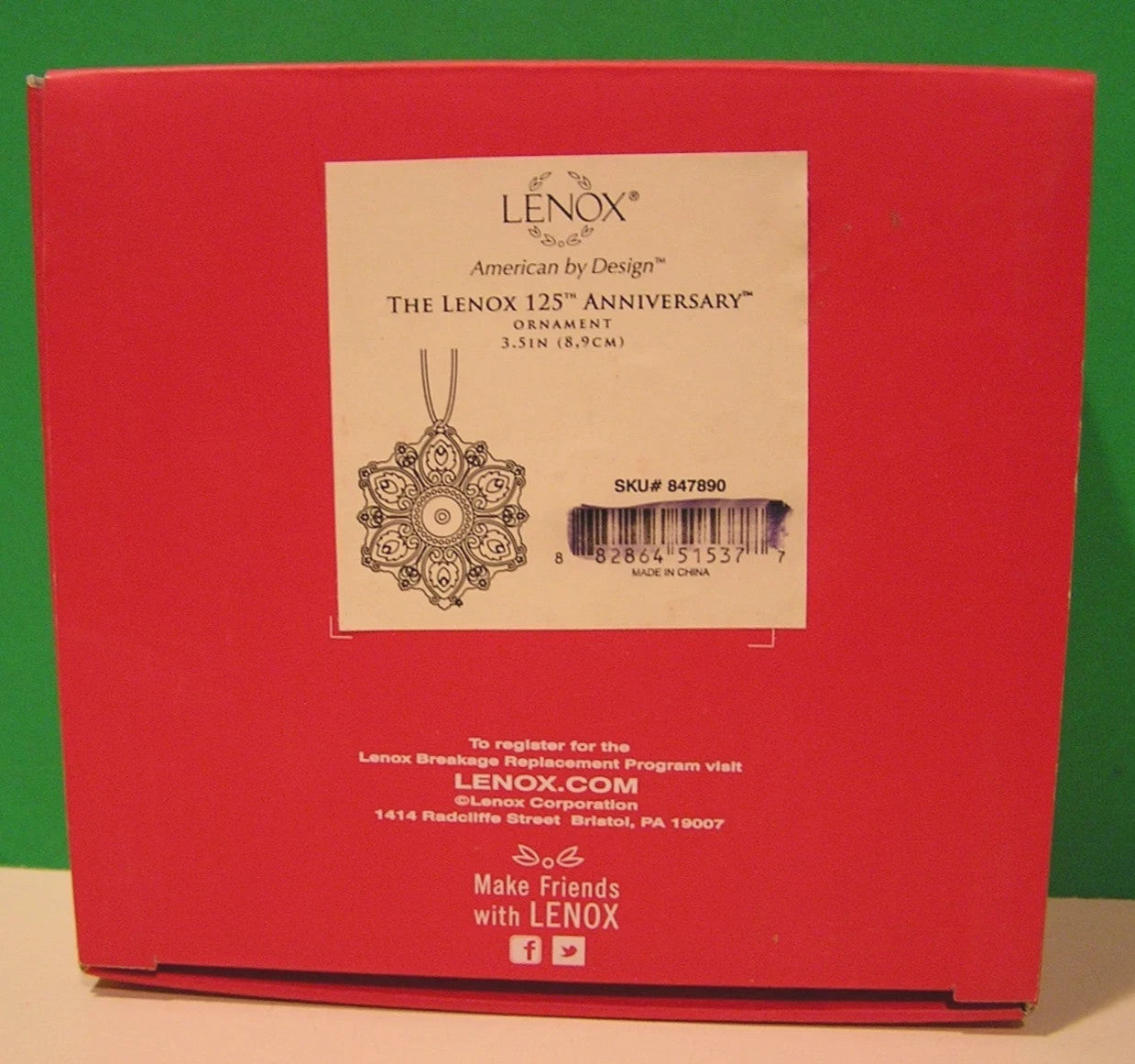 Lenox 125th Anniversary Snowflake Ornament 2014 Ivory High Relief Christmas NEW6