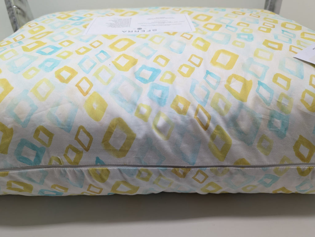 Sferra Geometrico Queen Quilt Aqua Yellow Diamond Cotton Percale Print Italy NEW13