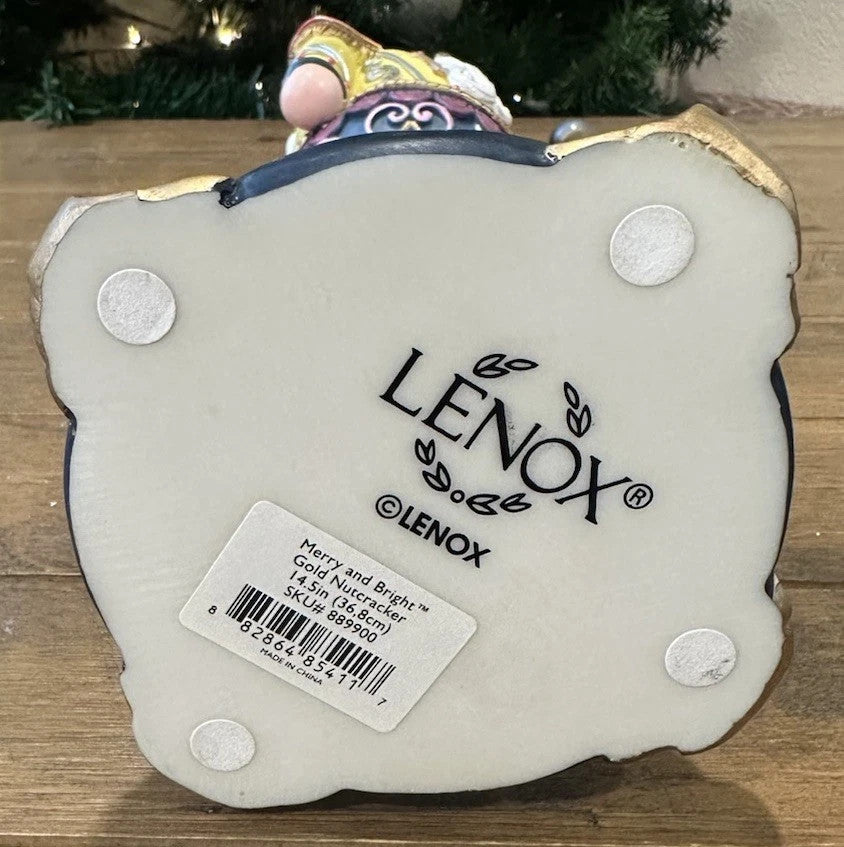 Lenox Nutcracker Ballet Soldier Figurine Merry & Bright Gold  12.5 Christmas NEW11