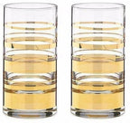 Kate Spade NY Hampton Street Highball Glasses Pair Gold Stripes Lenox NEW IN BOX3