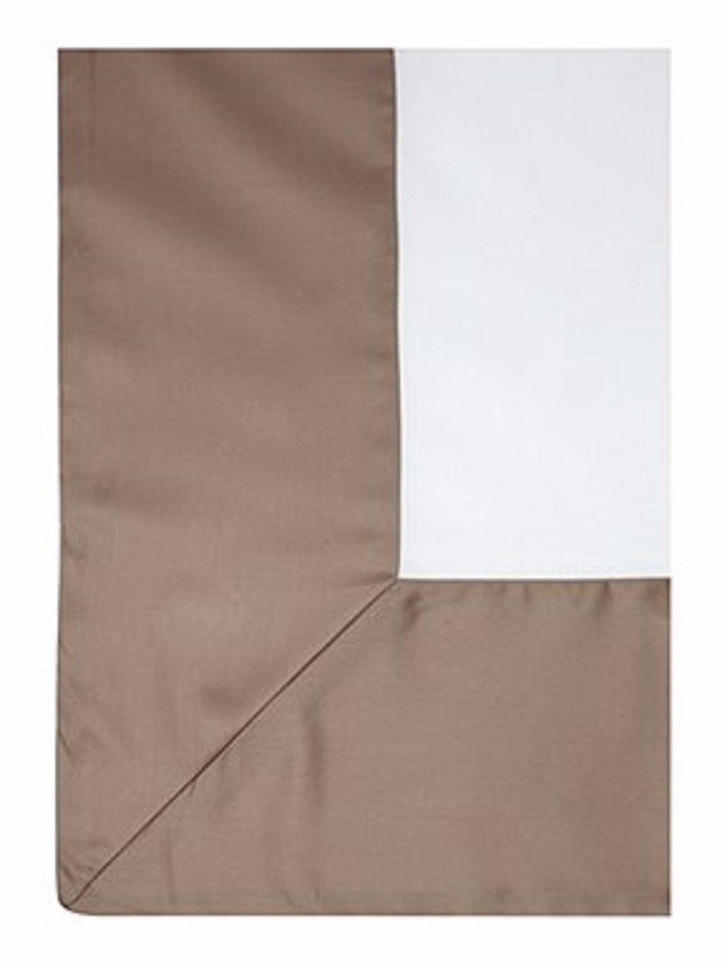 Yves Delorme Cocon  White Queen Flat Sheet Taupe Border Cotton Sateen Sureau NEW2