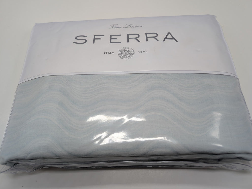 Sferra Onda Queen Duvet Cover Aquamarine Print Cotton Sateen Jacquard Italy NEW13