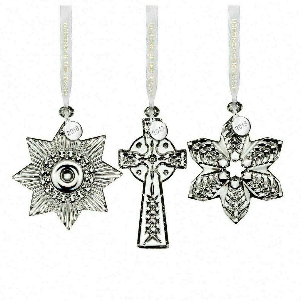 Waterford Crystal Ornament Set Cross Snowflake Star Christmas 4003444 NEW IN BOX4