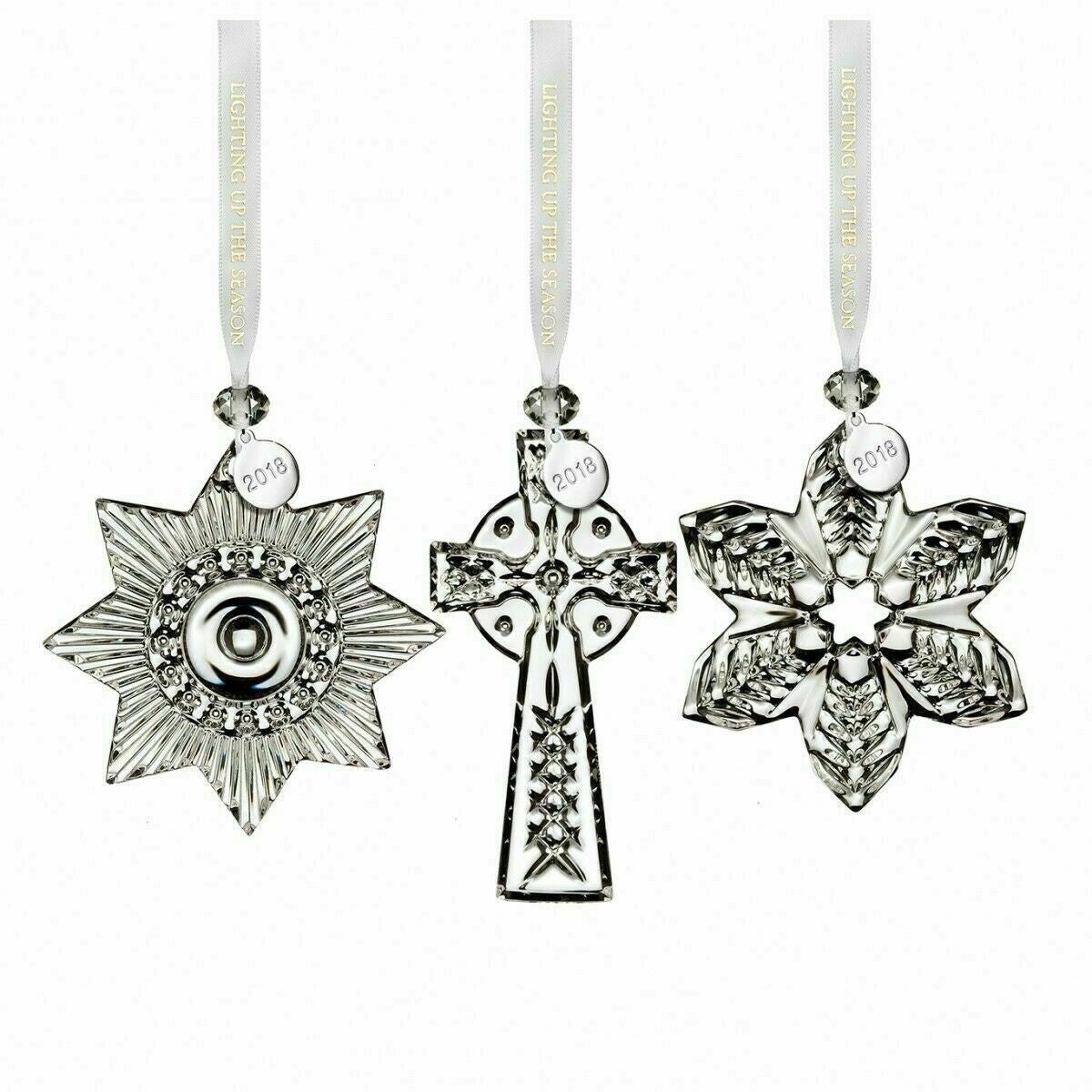Waterford Crystal Ornament Set Cross Snowflake Star Christmas 4003444 NEW IN BOX4
