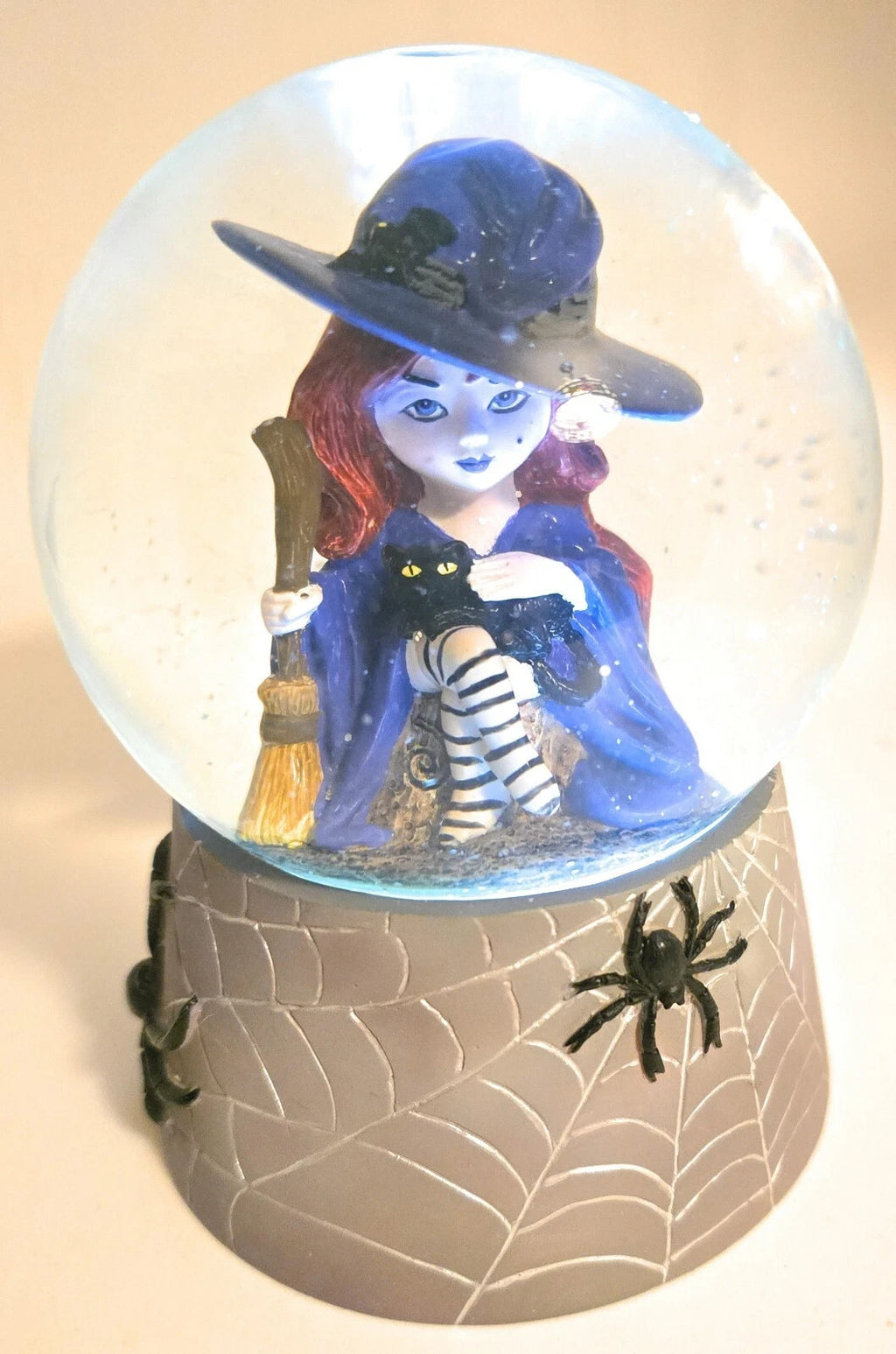 Lenox Halloween Lighted Witch Water Globe Figurine Winnie Spiders Black Cat NEW2