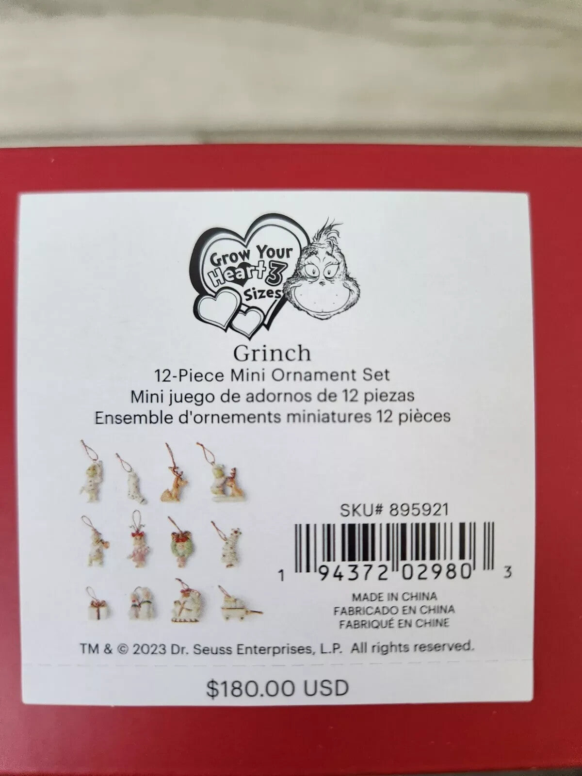 Lenox Grinch Miniature Tree Ornaments Set 12 Dr. Seuss Who Stole Christmas NEW2