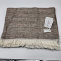 Sferra Taupe Linen Throw Blanket Fringed Woven Linear Design Oversized Italy NEW0