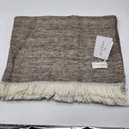 Sferra Taupe Linen Throw Blanket Fringed Woven Linear Design Oversized Italy NEW0