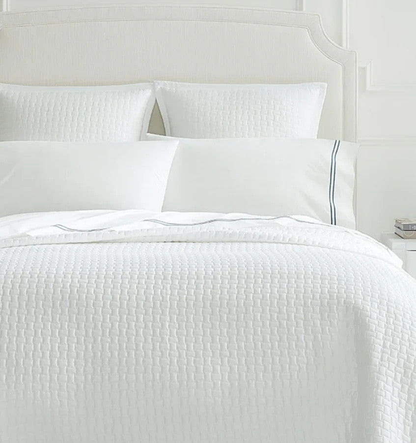 Sferra Sampietrini White Euro Sham Quilted Cobblestone Pattern Cotton Italy NEW2