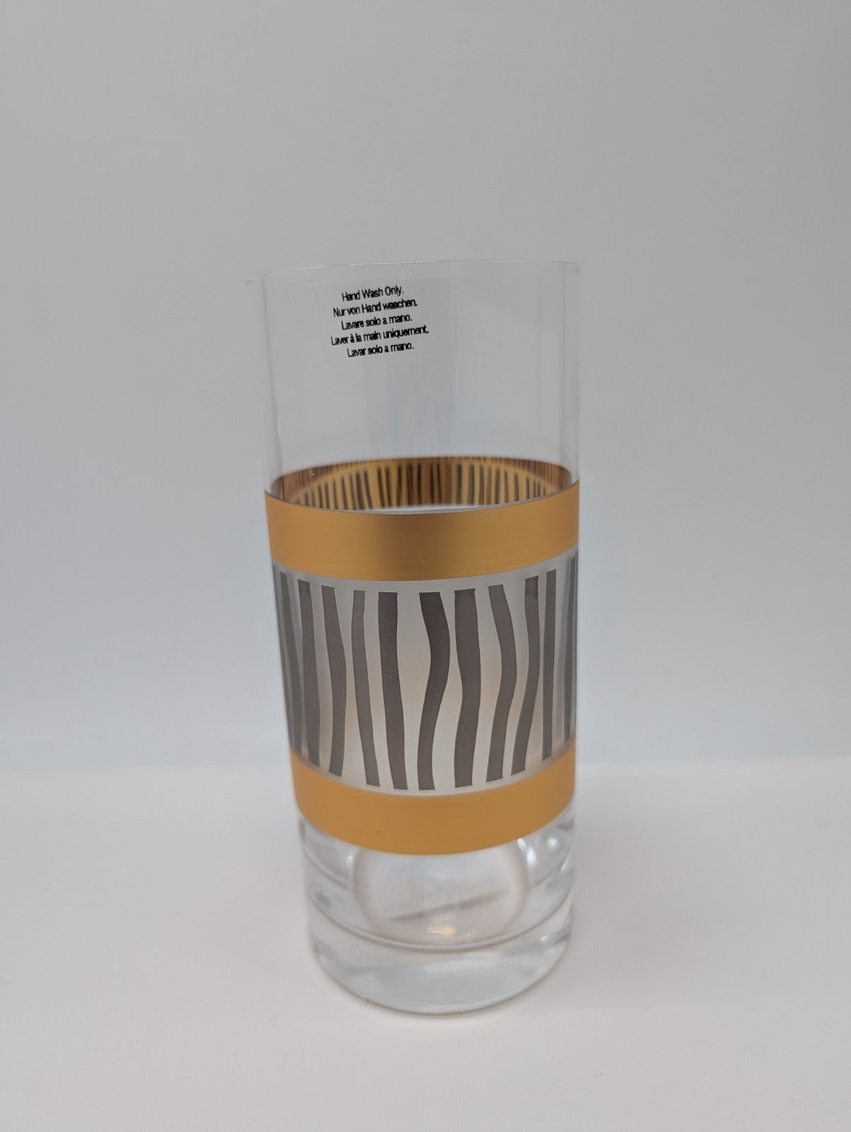 Lenox Wainwright La Rochelle Highball Glasses Set 4 Gold & Platinum Stripes NEW10