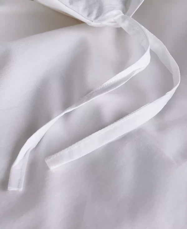 Sferra Estate White Queen Duvet Navy Applique Stripe Cotton Percale Italy NEW11