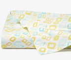 Sferra Geometrico Queen Duvet Set 3PC Aqua Yellow Diamond Percale Print Italy Ne7