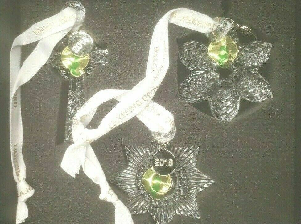 Waterford Crystal Ornament Set Cross Snowflake Star Christmas 4003444 NEW IN BOX1