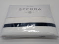 Sferra Estate White Queen Duvet Navy Applique Stripe Cotton Percale Italy NEW0