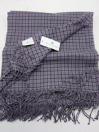 Yves Delorme Purple Gabriel Throw Blanket Fringed Houndstooth Merino Wool NEW7