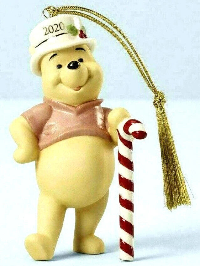Lenox Disney 2020 Winnie The Pooh Figurine Ornament Christmas Cheer Cane NEW1