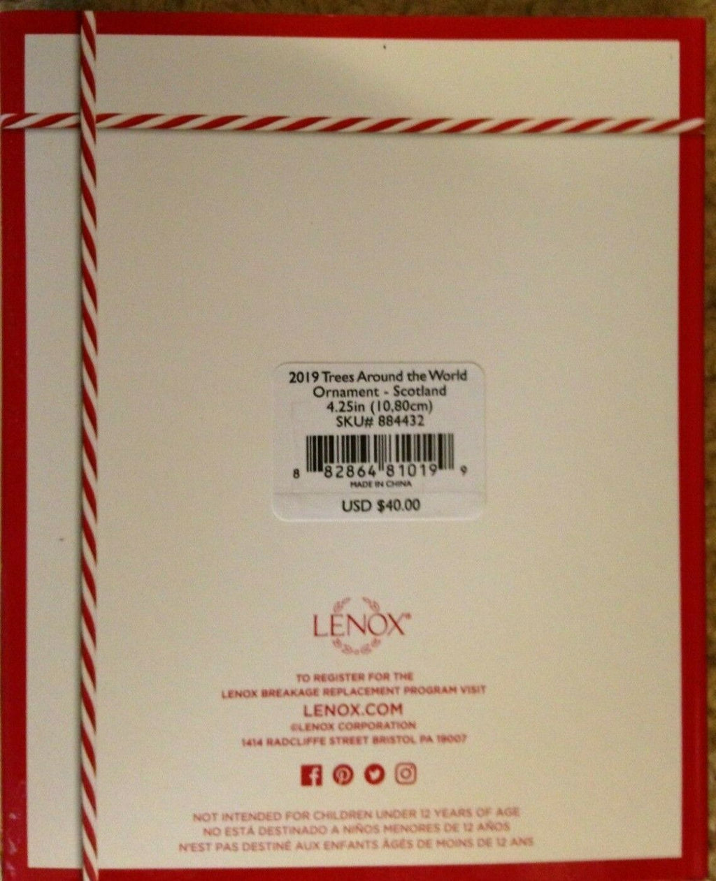 Lenox 2019 Scotland Trees Around The World Ornament Annual Celtic Christmas NEW3