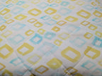 Sferra Geometrico Queen Quilt Aqua Yellow Diamond Cotton Percale Print Italy NEW10