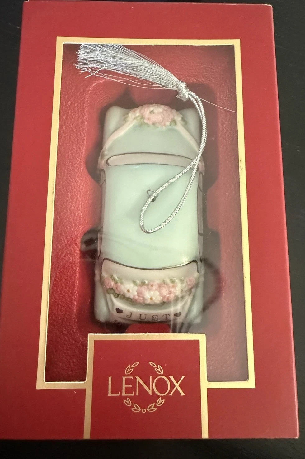 Lenox 2024 Just Married Wedding Car Ornament Honeymoon Vintage Christmas NEW11