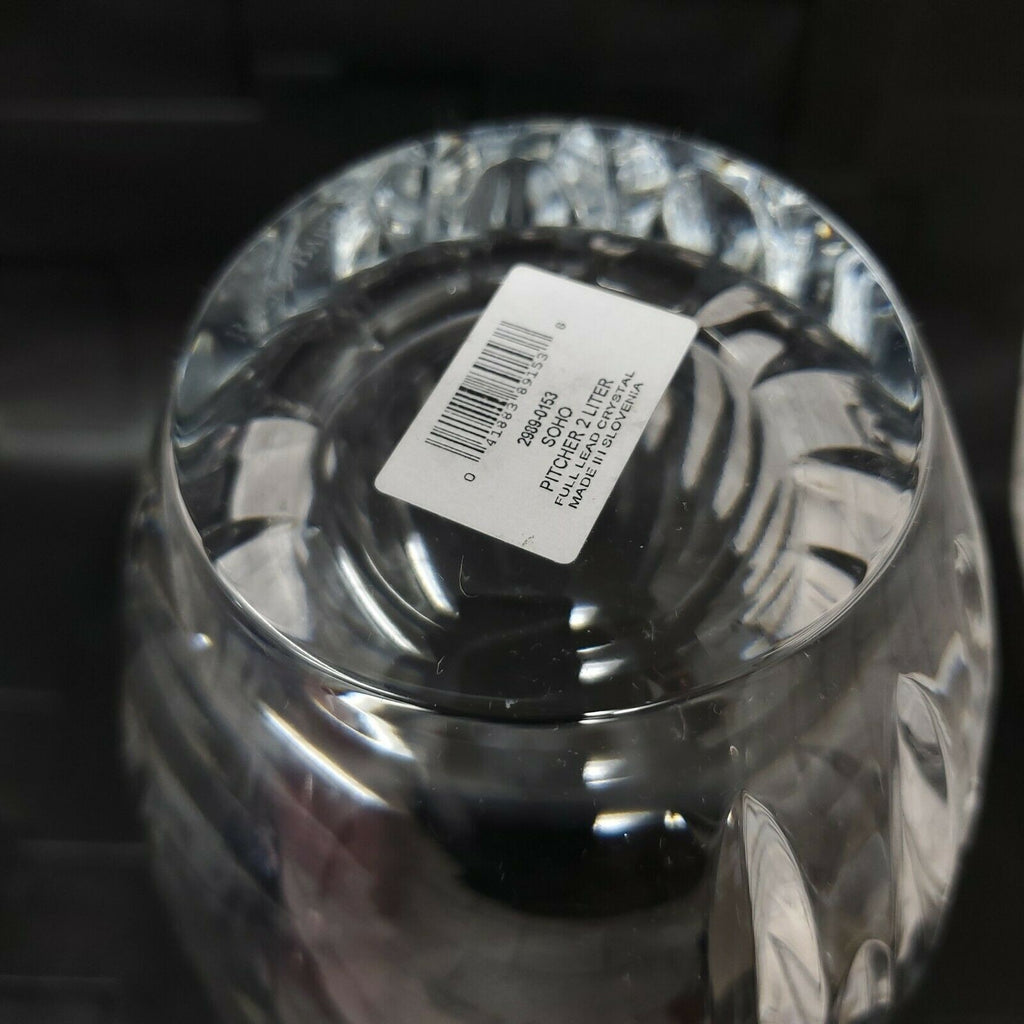 Reed & Barton Crystal Soho Pitcher 9.5" Clear Tapered Vertical Cut 1.5Qt. NEW3