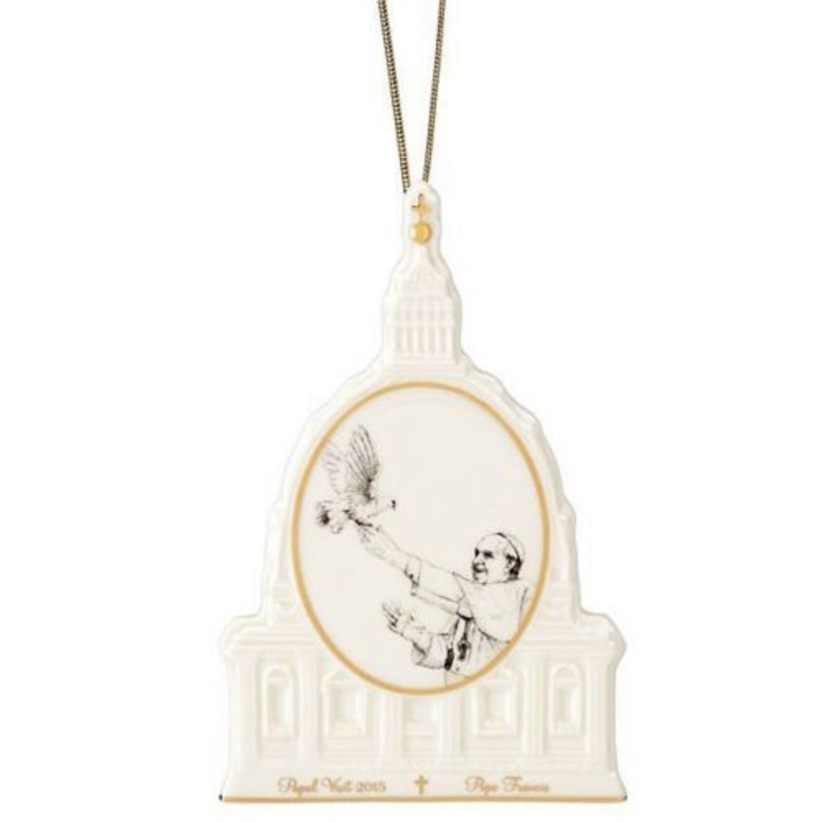 Lenox 2015 Pope Francis Ornament Commemorative Papal Visit Dove Of Peace LE NEW0