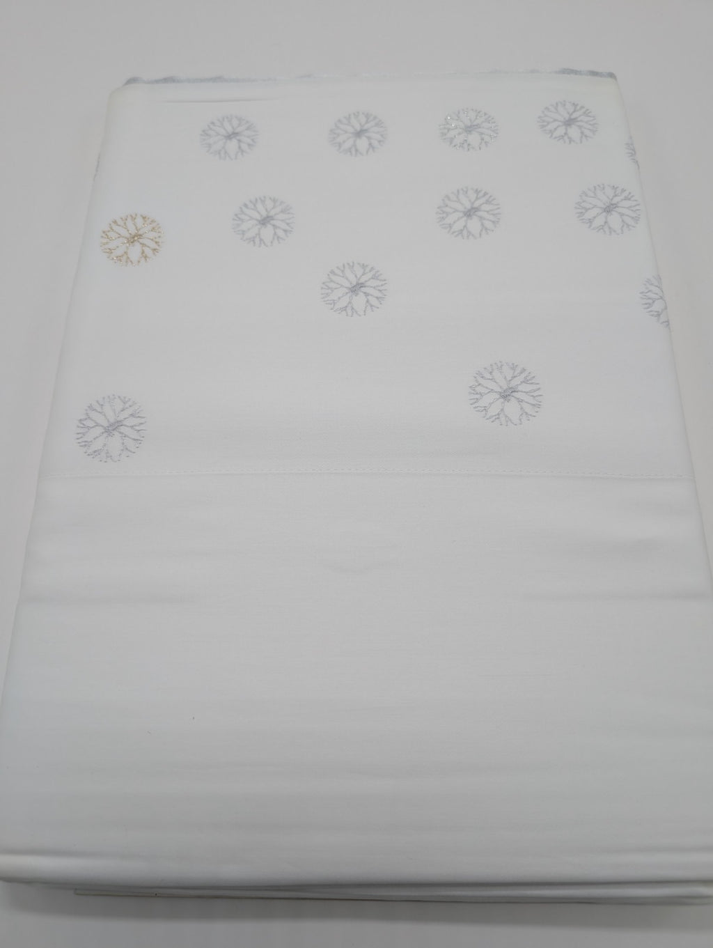 Yves Delorme Neige King Flat Sheet Embroidered Snowflakes Egyptian Cotton LE NEW13
