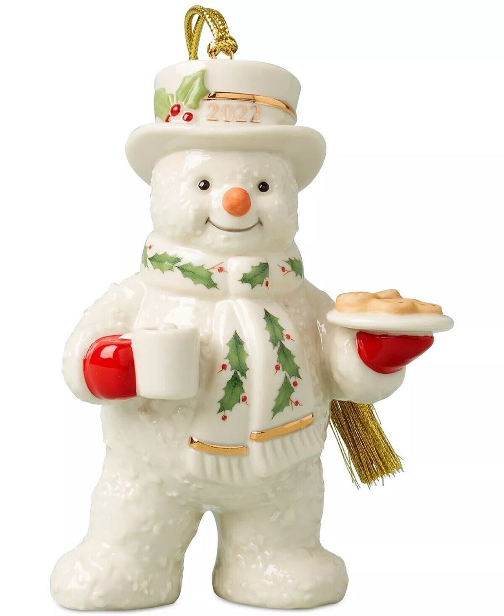 Lenox 2022 Snowman Figurine Ornament Annual Treats Cookies Cocoa Christmas NEW0