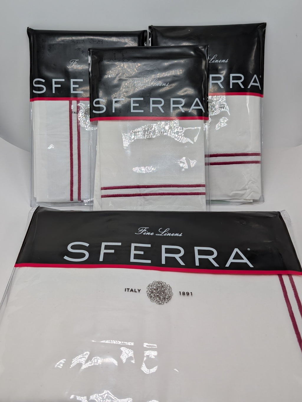 Sferra Grande Hotel King Duvet Set 4PC  Berry Egyptian Cotton Percale Italy NEW0