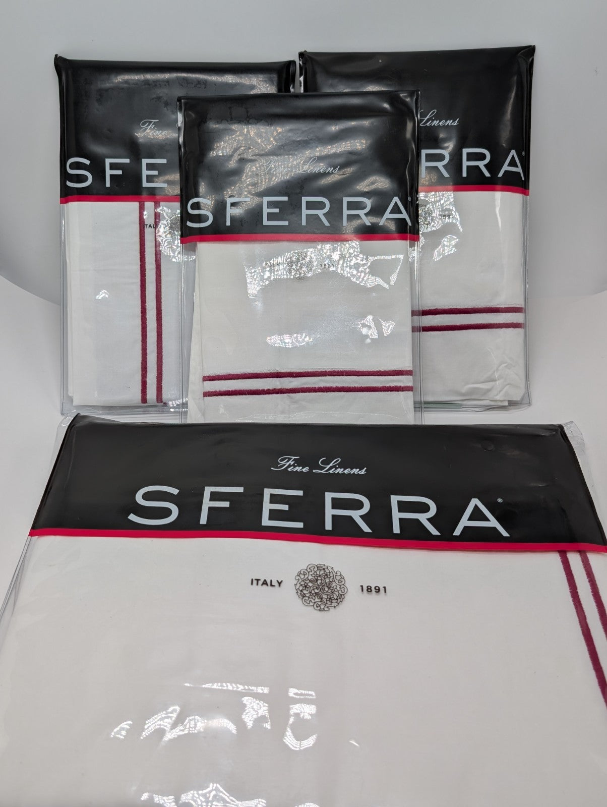 Sferra Grande Hotel King Duvet Set 4PC  Berry Egyptian Cotton Percale Italy NEW0