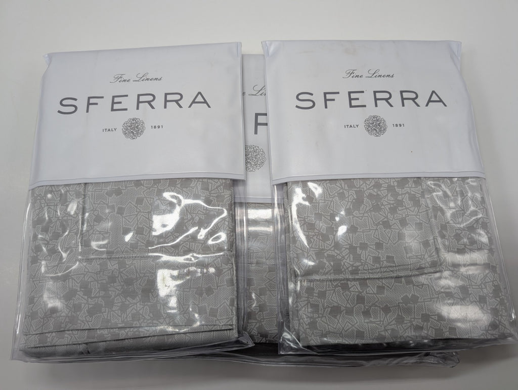 Sferra Catella Queen Duvet Euro Set 3PC Lunar Cotton Sateen Jacquard Italy NEW23