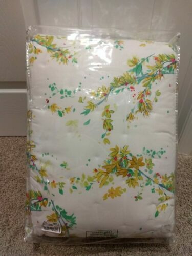 Yves Delorme Lucine Queen Coverlet Quilted Floral Print  Reversible Cotton NEW10